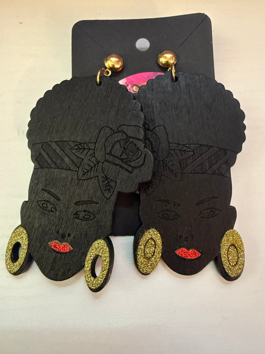 That gal wooden earrings