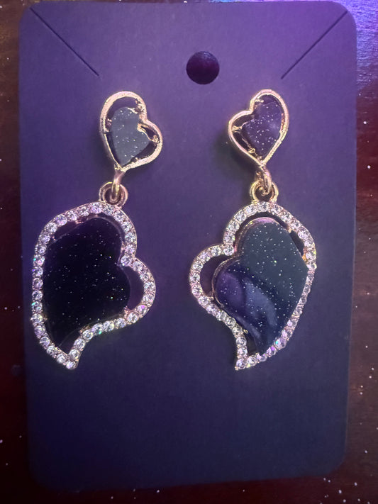 Ice Black Heart Earrings